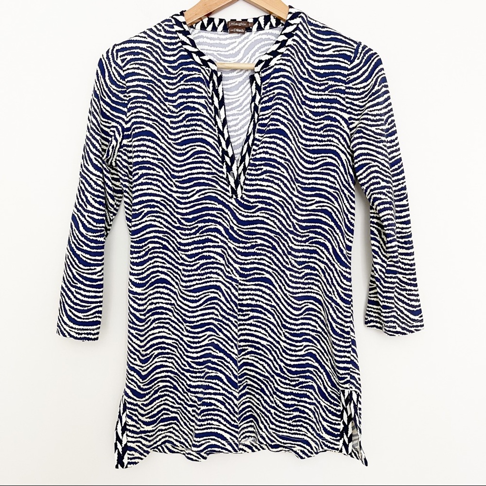 J. McLaughlin Navy White Tunic